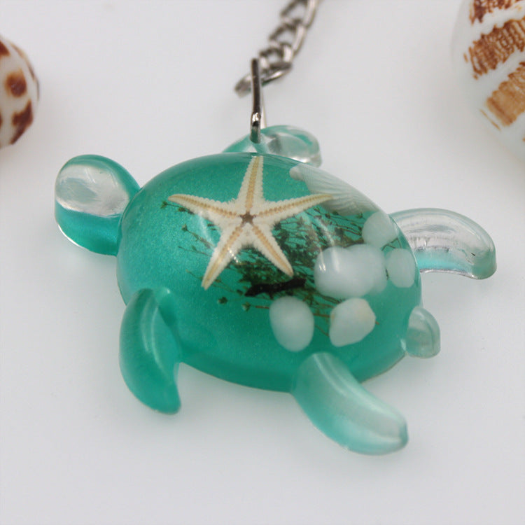 Wholesale 6pcs Resin Glue Starfish Keychain
