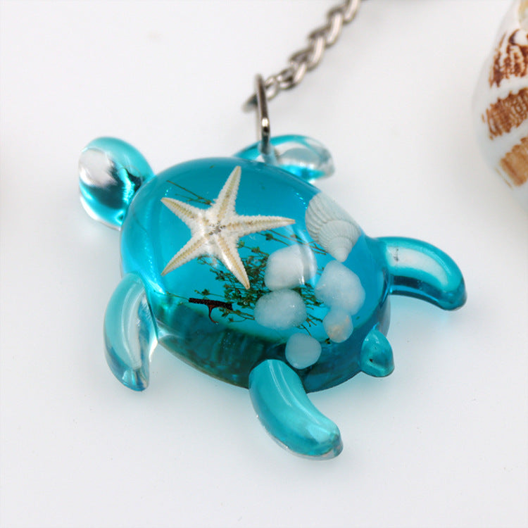 Wholesale 6pcs Resin Glue Starfish Keychain
