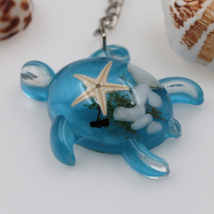 Wholesale 6pcs Resin Glue Starfish Keychain