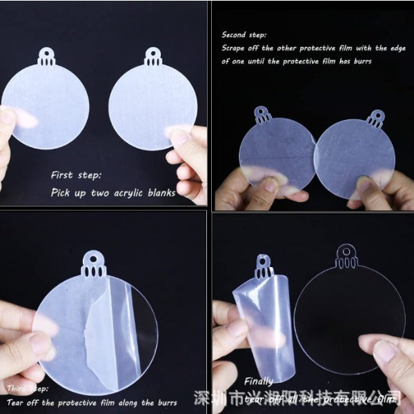 Wholesale 10pcs New Sticker DIY Glitter Acrylic Christmas Pendant Home Decoration