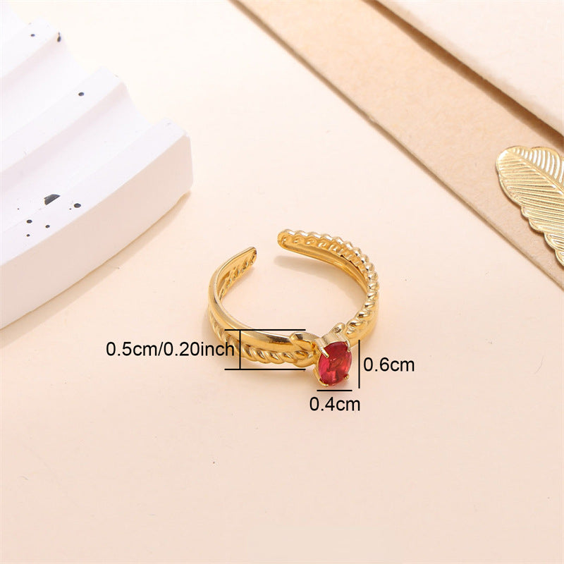 Wholesale Stainless Steel Gold Inlaid Zircon Ring
