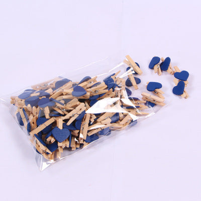 Wholesale 3cm Mini Photo Clip Colorful Heart Decoration Small Wooden Clip