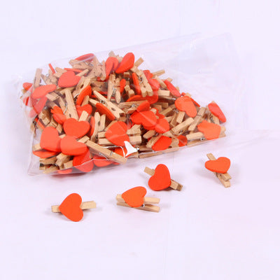 Wholesale 3cm Mini Photo Clip Colorful Heart Decoration Small Wooden Clip