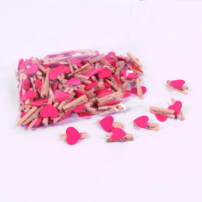 Wholesale 3cm Mini Photo Clip Colorful Heart Decoration Small Wooden Clip