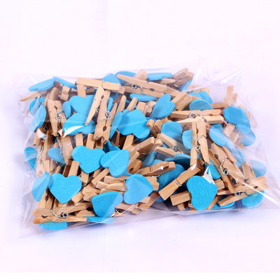 Wholesale 3cm Mini Photo Clip Colorful Heart Decoration Small Wooden Clip