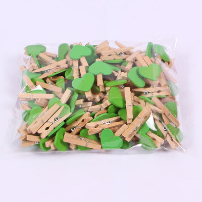Wholesale 3cm Mini Photo Clip Colorful Heart Decoration Small Wooden Clip