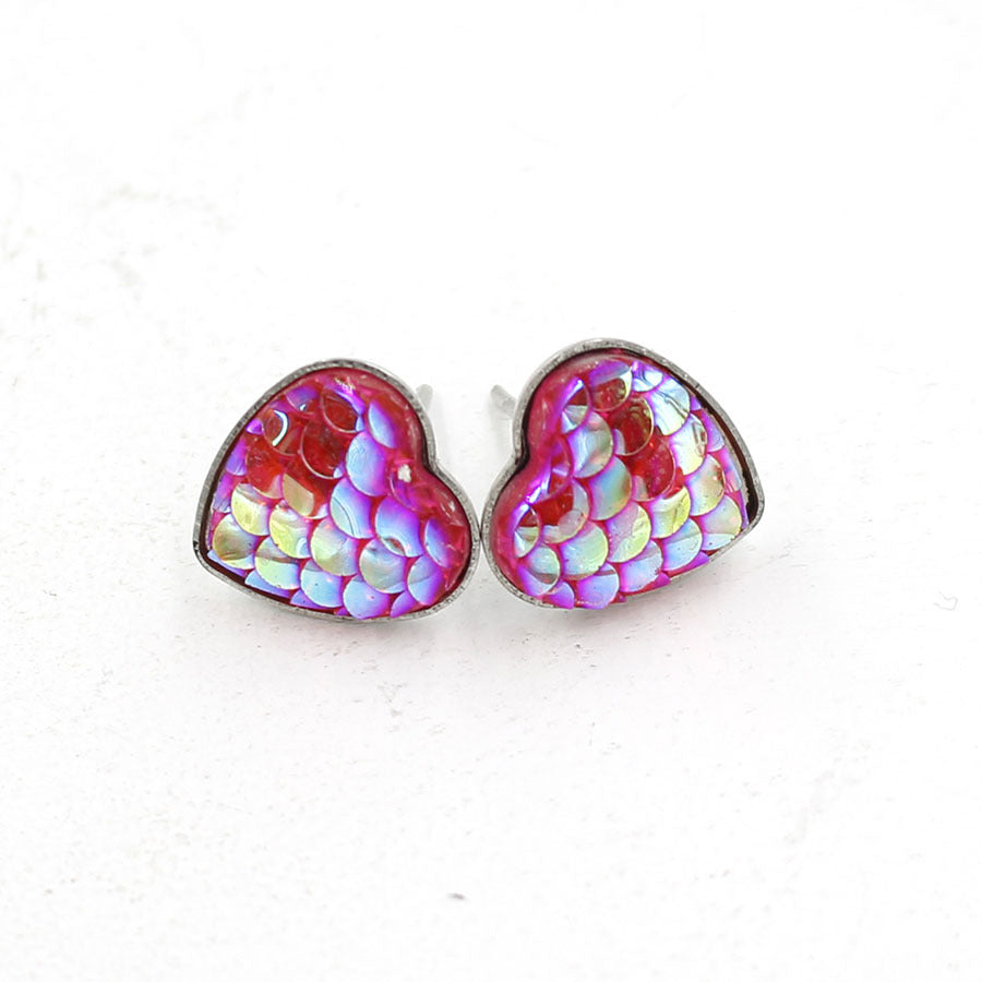 Wholesale Love Shape Fish Scale Sequin Earrings