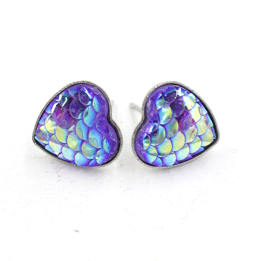Wholesale Love Shape Fish Scale Sequin Earrings
