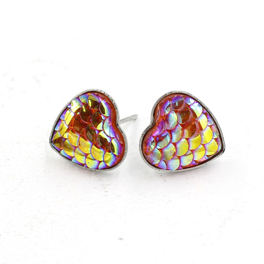 Wholesale Love Shape Fish Scale Sequin Earrings