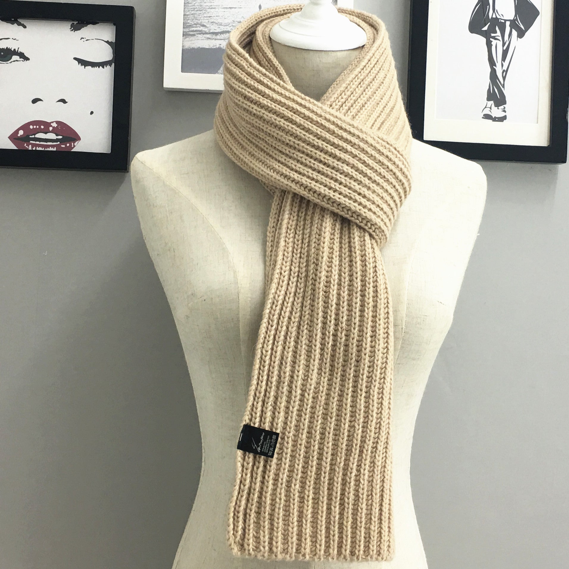 Wholesale Autumn and Winter Solid Color Scarf and Hat Two-piece Set