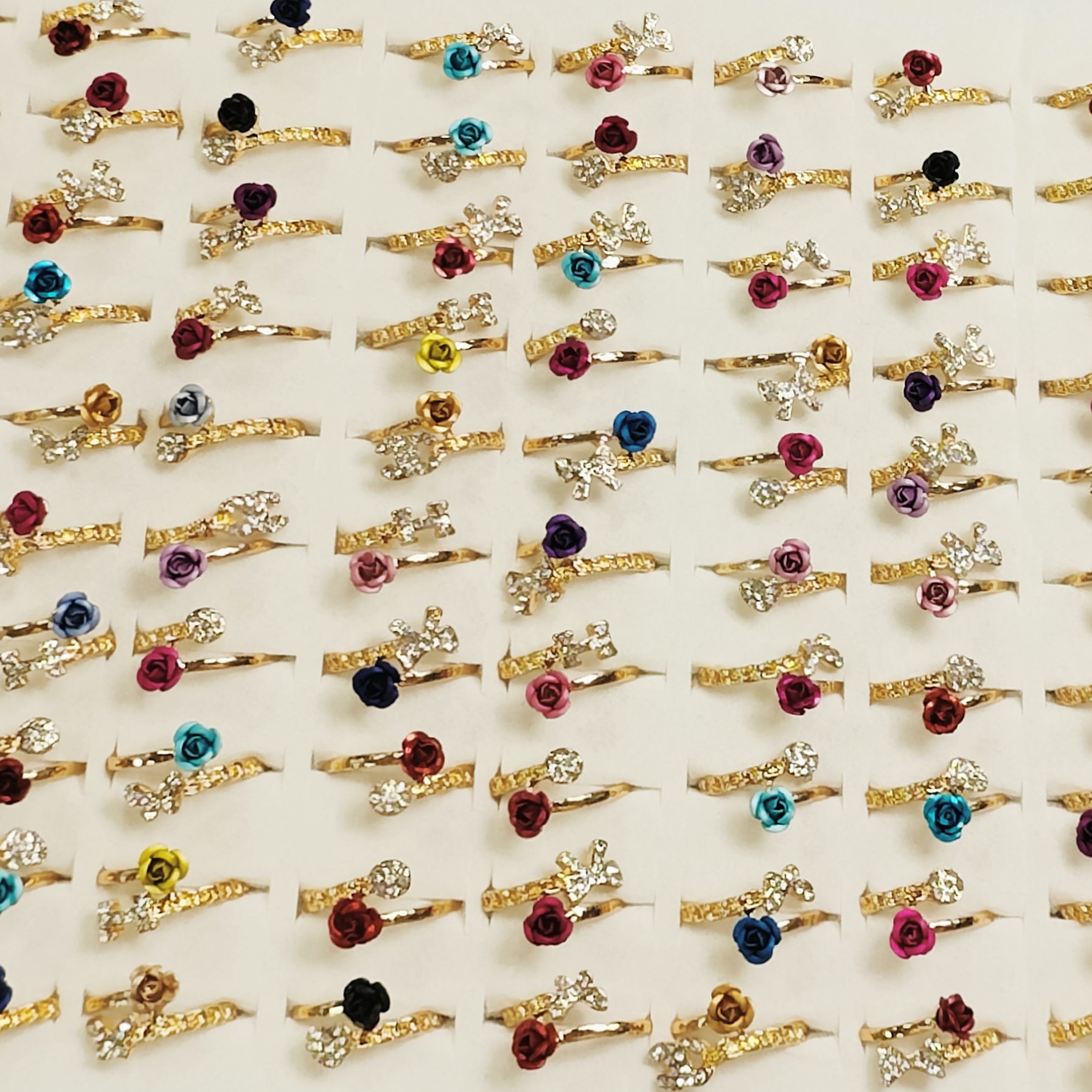 Wholesale Random 100pcs Flower Alloy Rings