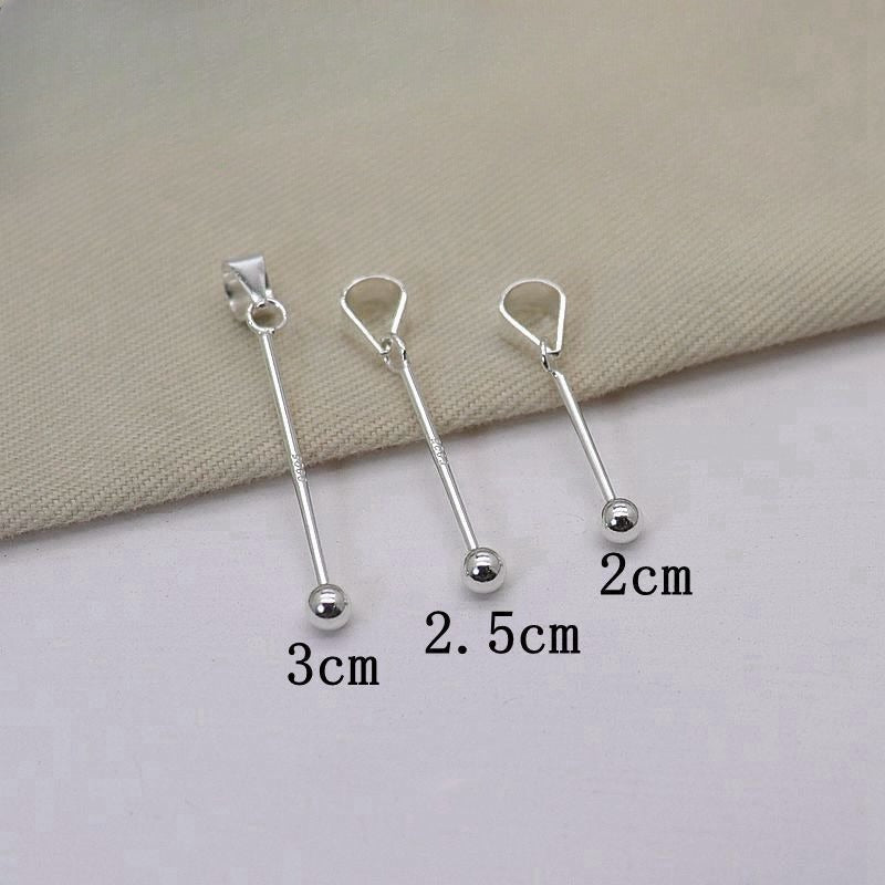 Wholesale S925 Silver Screw Round Bead Necklace Pendant Clasp DIY Accessories