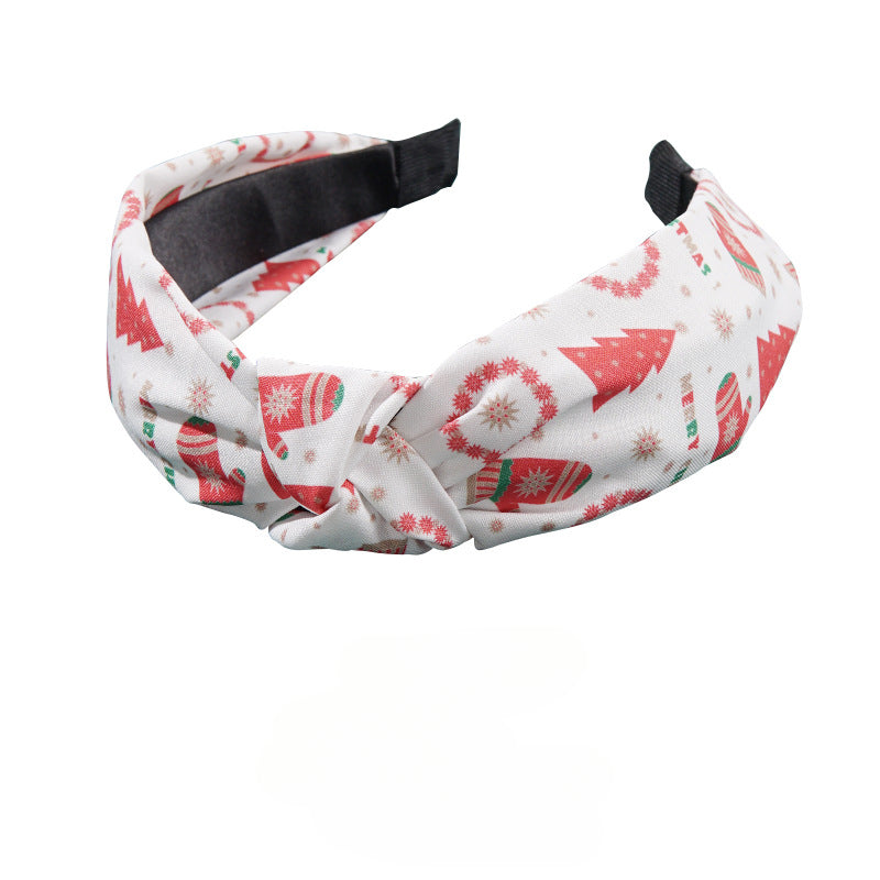 Wholesale Christmas Fabric Knots Wide Edge Hair Hoops