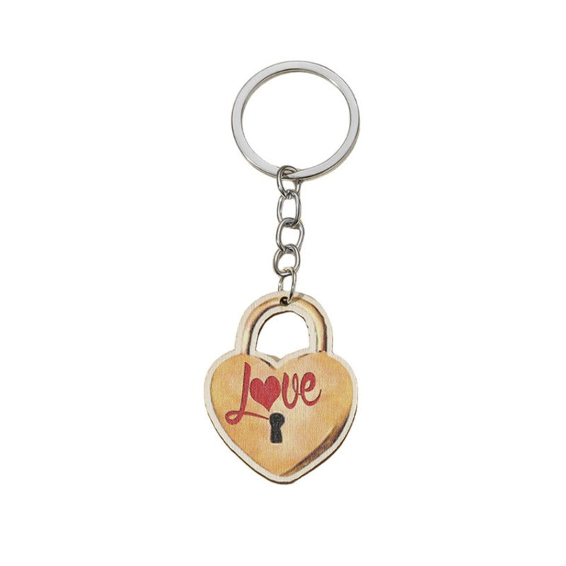 Wholesale Valentine's Day Wooden LOVE Couple Keychain