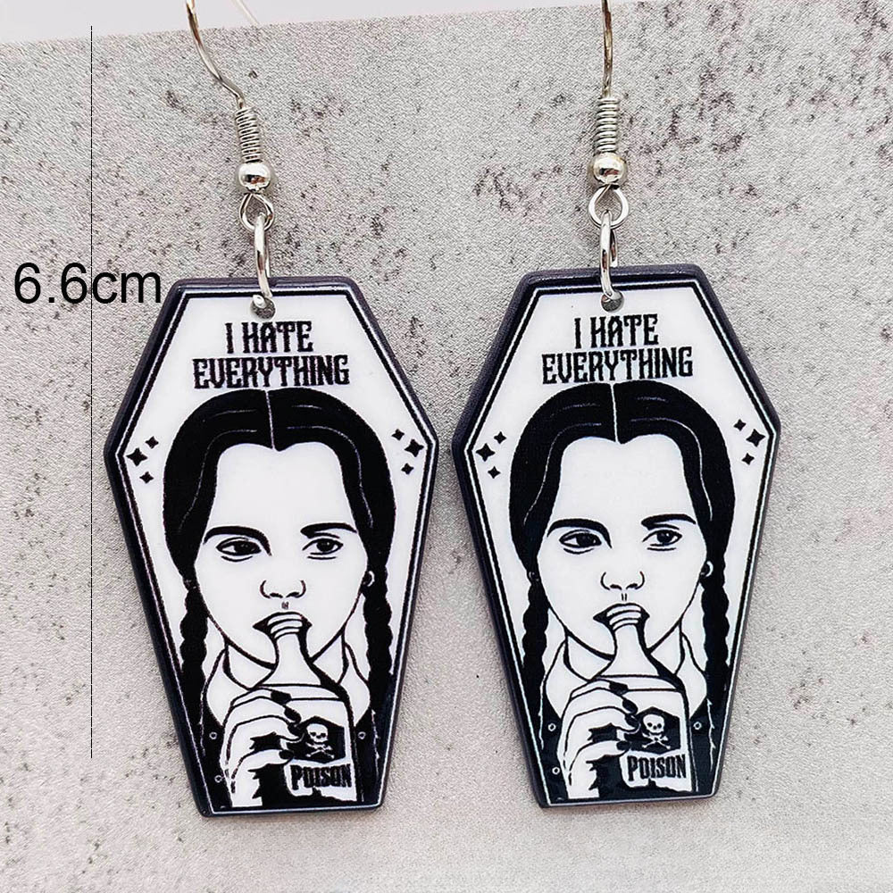 Pendientes acrílicos de calavera de corazón al por mayor