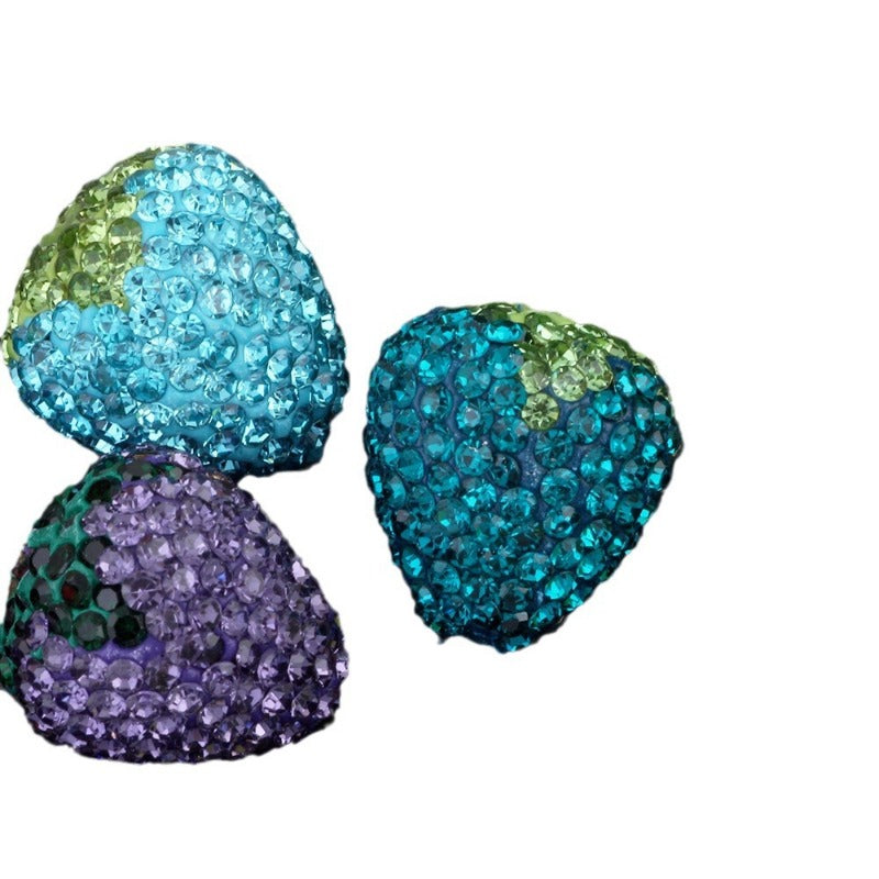 Wholesale 5pcs Colorful Strawberry Ball Diamond Ball Can Thread Straight Holes DIY Beads