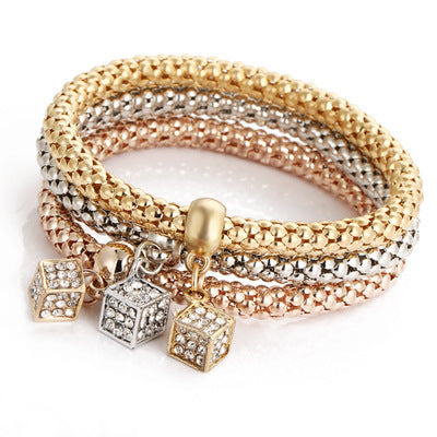 Wholesale Diamond Butterfly Bracelet Alloy Three Color Set