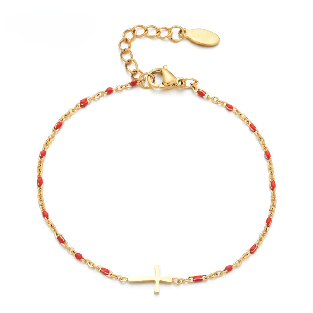 Wholesale Stainless Steel Oil Drip Cross Bracelet