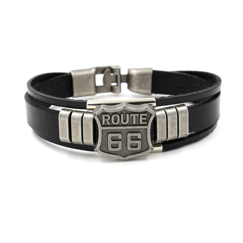 Wholesale Route 66 bracelet men's punk multi-layer bracelet