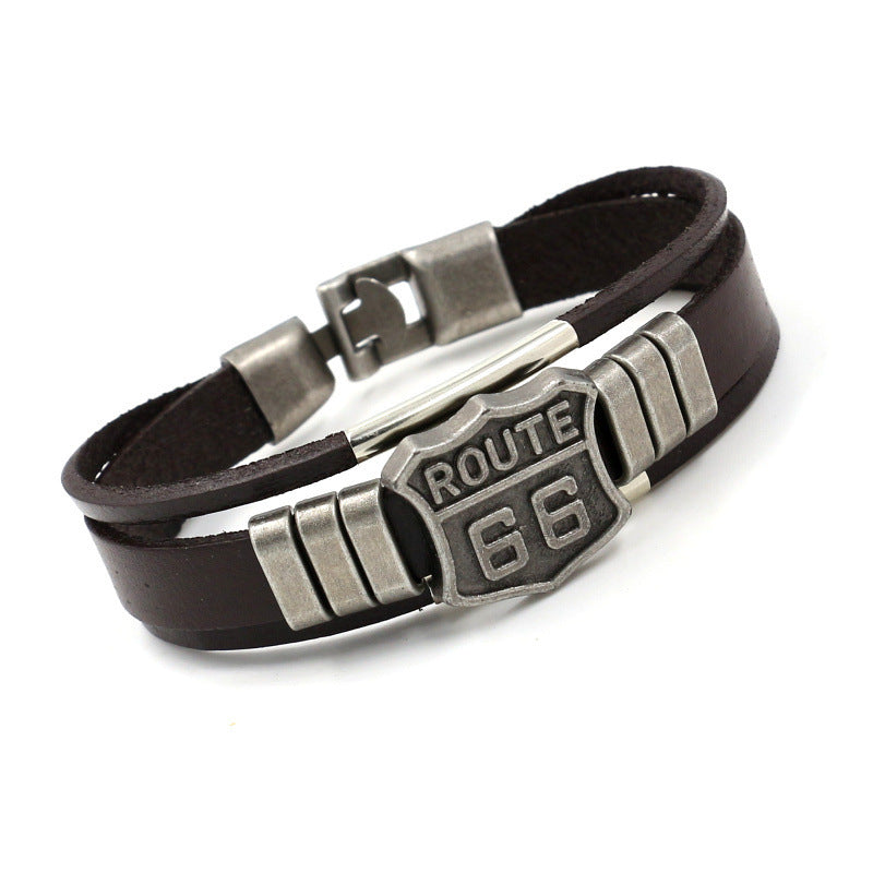 Wholesale Route 66 bracelet men's punk multi-layer bracelet