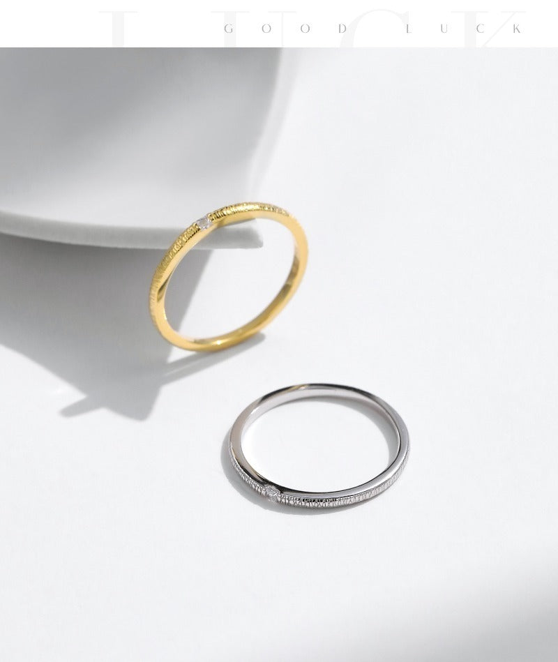 Wholesale S925 Sterling Silver Tinfoil Irregular Cross-line Textured Ring