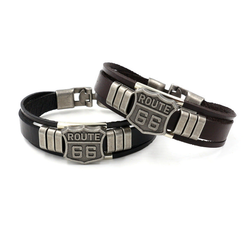 Wholesale Route 66 bracelet men's punk multi-layer bracelet