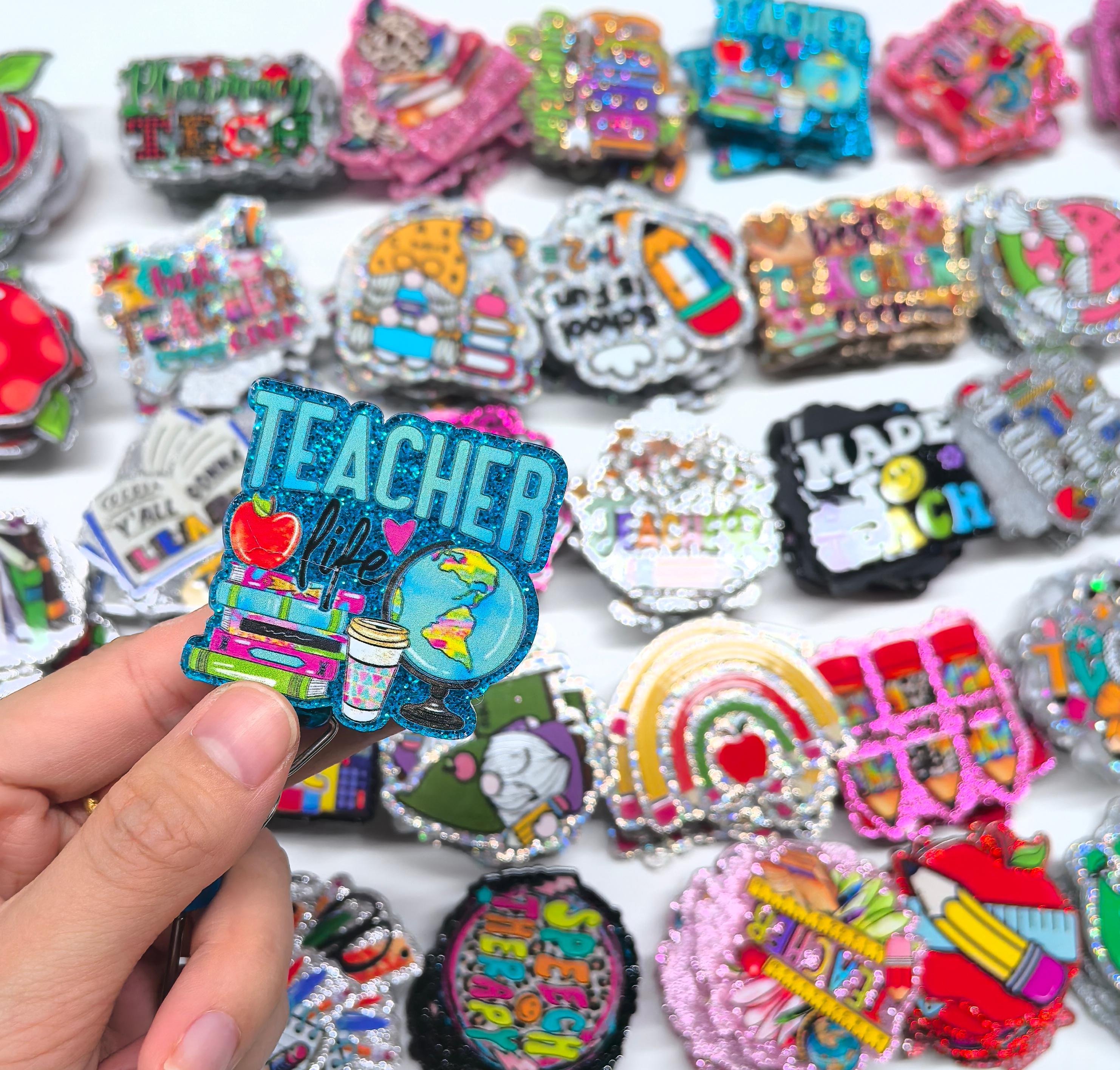 Wholesale Random 30pcs Study Theme Acrylic Flat Backs for Badge Reels Keychains