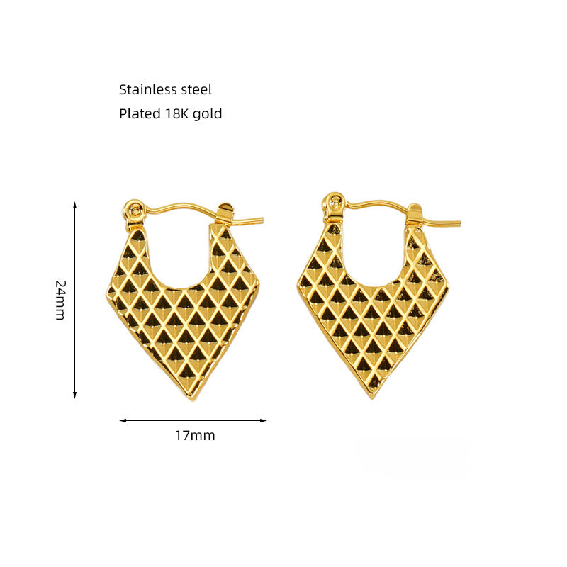 Wholesale Stainless Steel Plated 18K Gold Hollow Heart Earrings