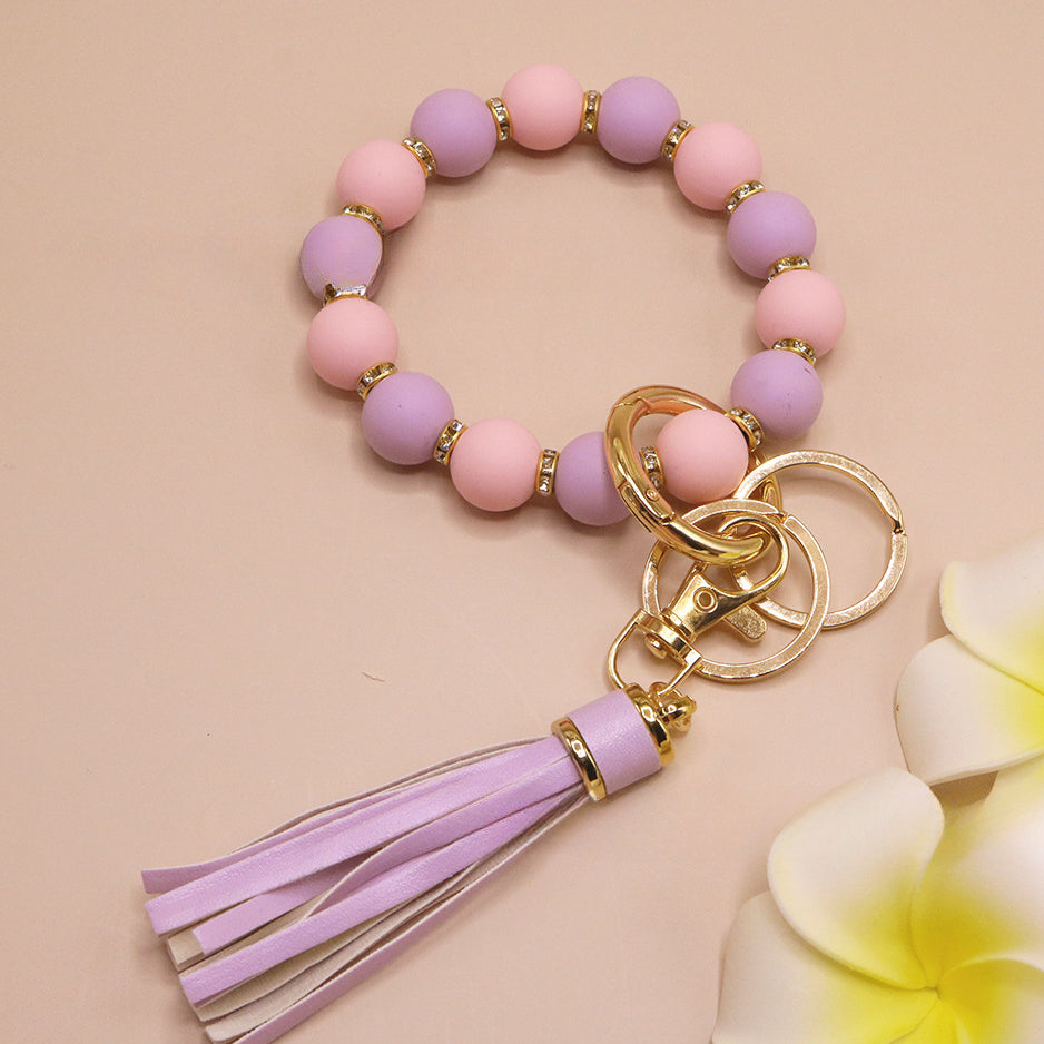 Wholesale Colorful Silicone Beads Diamond Ring Bracelet Keychain