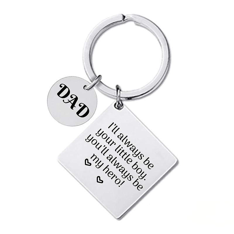 Wholesale Square Hanging Tag Engraved Metal Keychains
