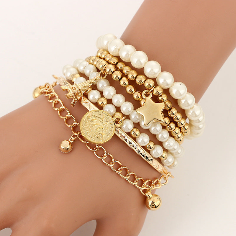 Wholesale Eiffel Tower Pearl Vintage Bracelet Set