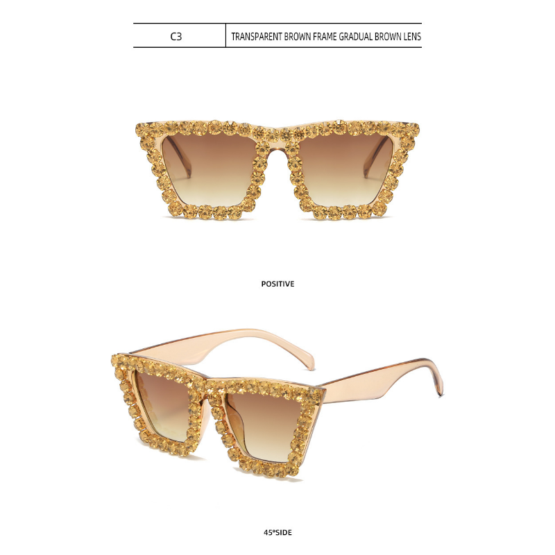Wholesale Diamond Sticker Fashion Cat Eye PC Sunglasses