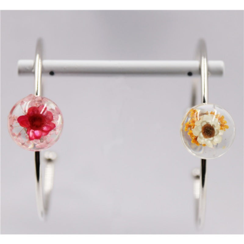 Wholesale 12pcs Dried Flower Electroplating White K Drop Glue Real Flower Bracelet