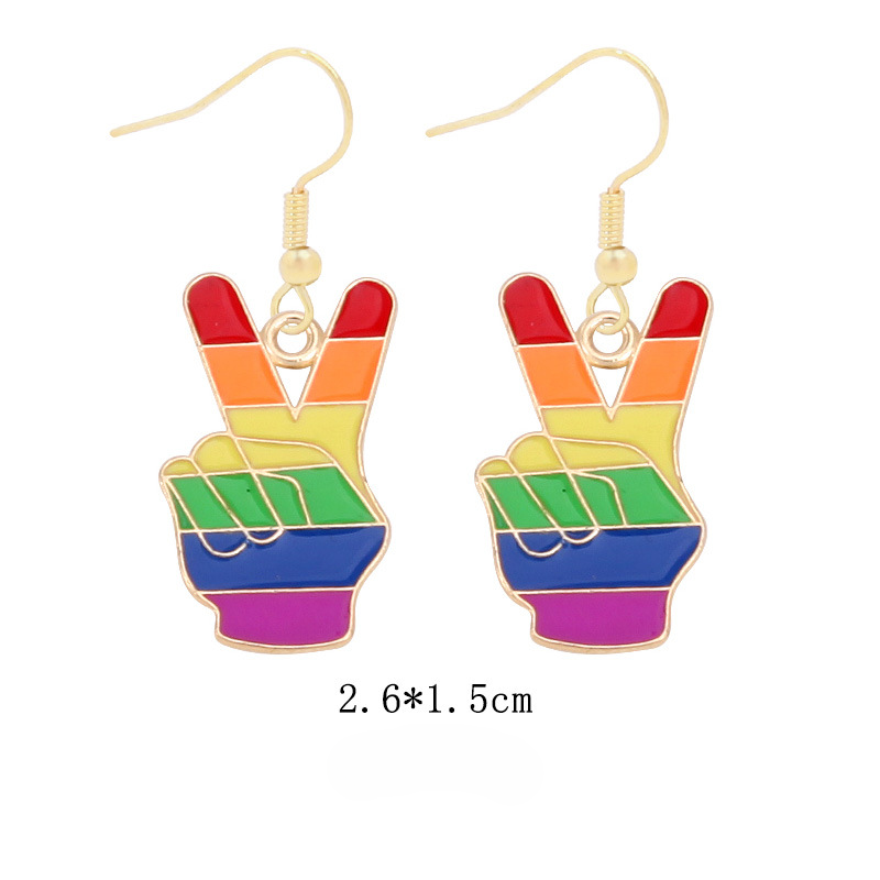 Wholesale Rainbow Flag Love Heart Alloy Pendant Drip Oil Earrings