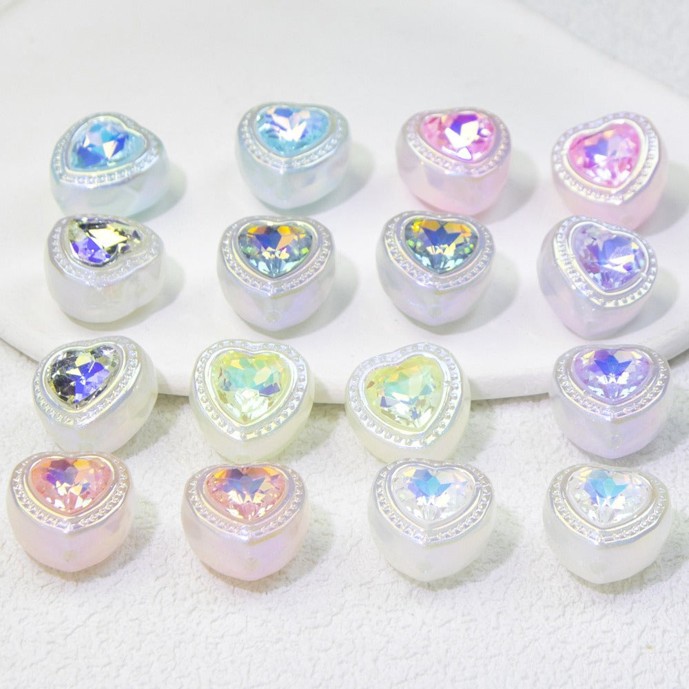 Wholesale 10pcs Colorful Sweet Diamond Love Fantasy Straight Hole Beads