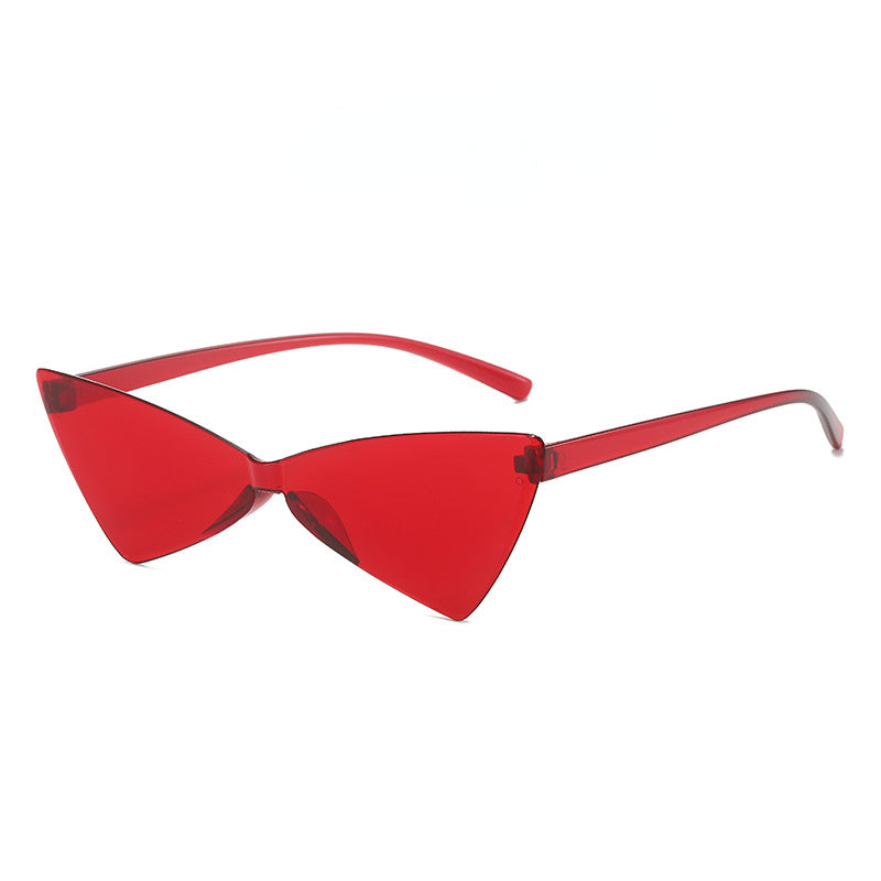 Wholesale of New Triangular Cat Eye Integrated Bow Shaped PC Sunglasses