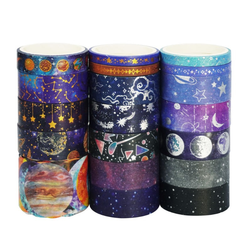 Wholesale Starry Sky Gold, Silver, Paper Tape, Planet Universe DIY Decorative Stickers