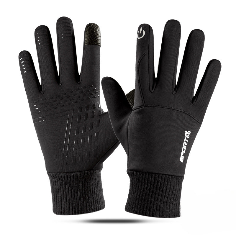 Wholesale Outdoor Cycling Waterproof Men's Winter Warmth Plush Polyester Glove
