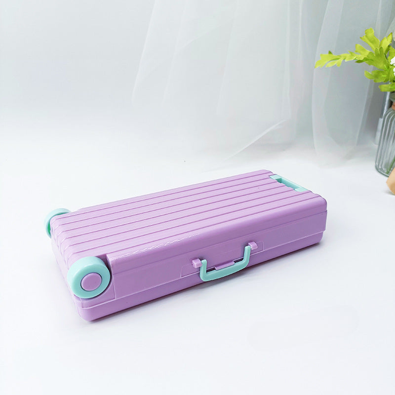 Wholesale Plastic Suitcase Double Layer Large Capacity Stationery Box