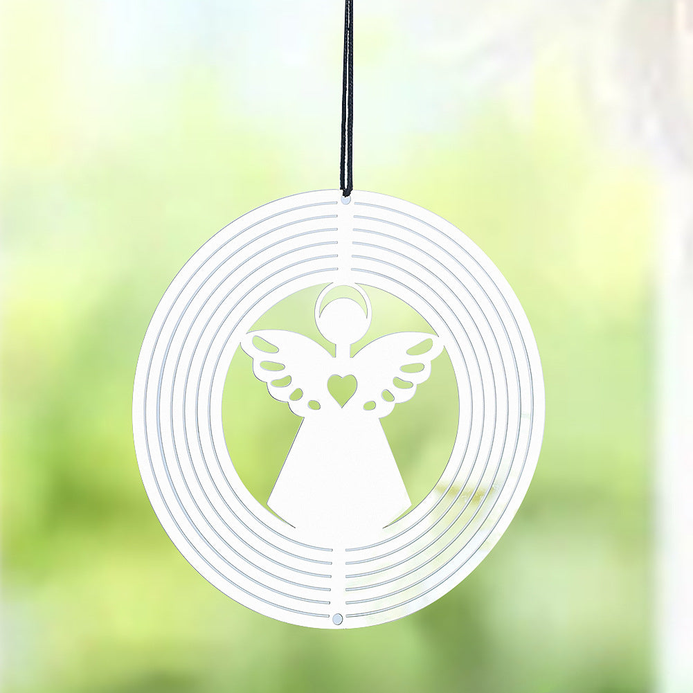 Wholesale10CM Silver 3D Wings Angel Stainless Steel Rotating Wind Chime
