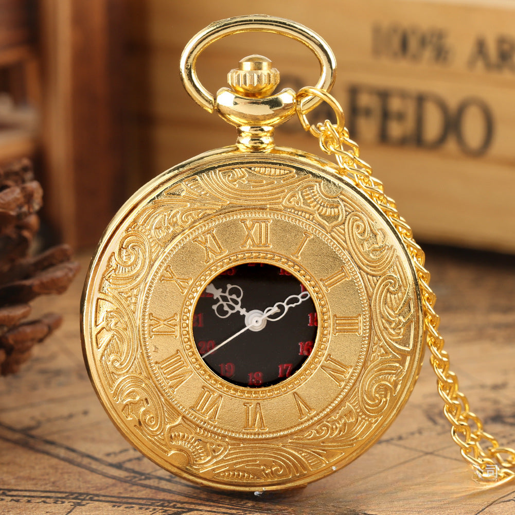 Wholesale Roman Numeral Double Display Men's Alloy Retro Necklace Pocket Watch