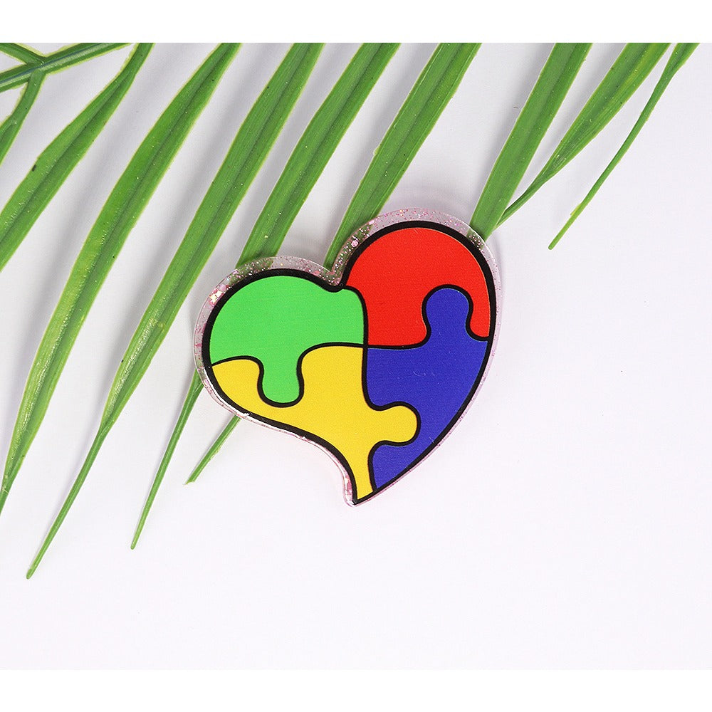 Wholesale 10pcs Cartoon Puzzle Peach Heart Ice Cream Acrylic DIY Patch Accessories