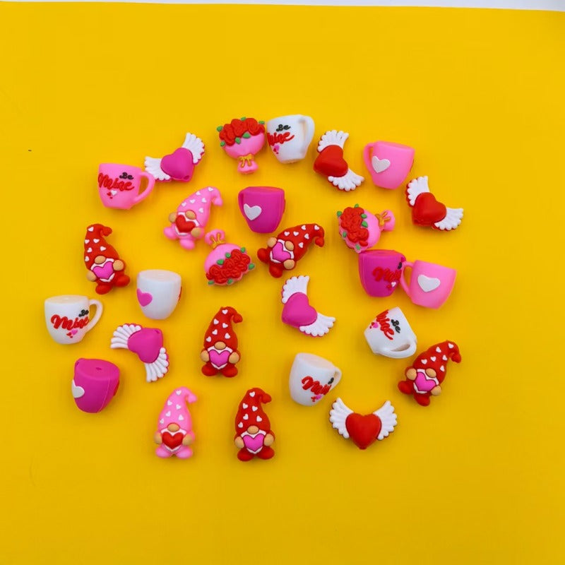 Wholesale 10pcs 3D Stereoscopic Valentine's Day Series Silicone DIY Beads