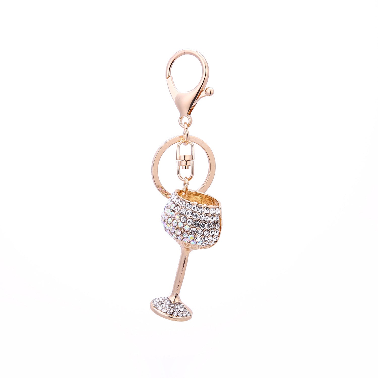 Wholesale Wine Glass Alloy Diamond Metal Keychain