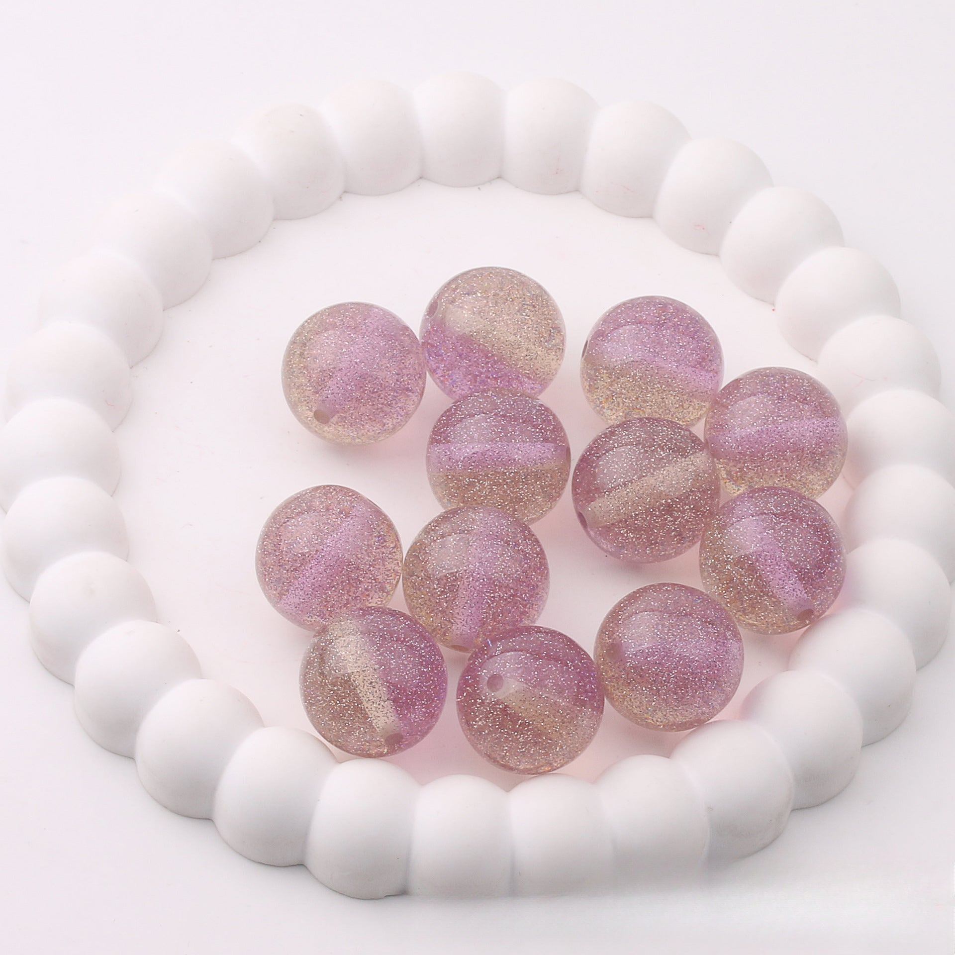 Wholesale 100pcs 20mm Fine Flash Two-color Diamond Sand Resin Straight Hole DIY Beads