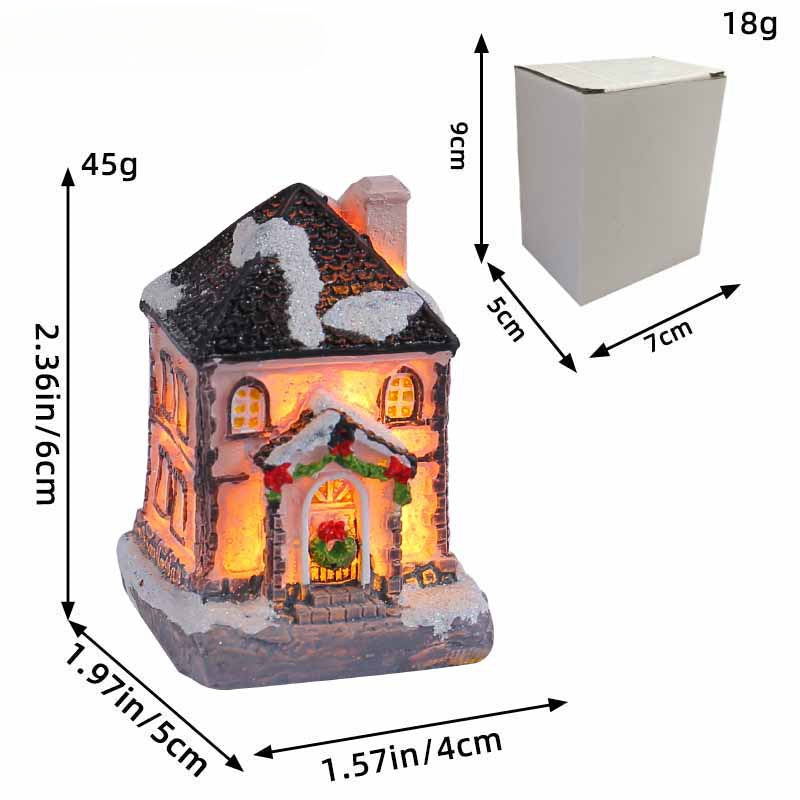 Wholesale Christmas Resin Colored Luminous House Desktop Ornaments