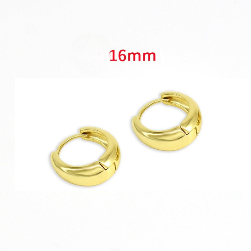 Wholesale Smooth European and American Fashionable Versatile Simple Copper Gold-plated Earrings