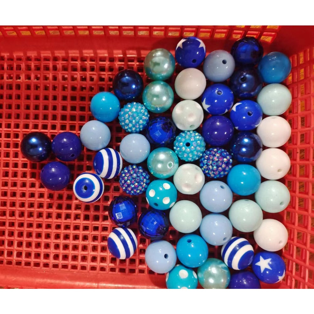 Wholesale 50pcs 20mm Acrylic Blue Series Assorted Mixed Color Beads