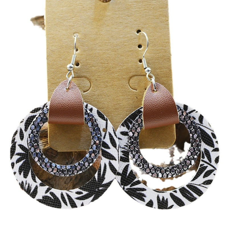 Wholesale Multi-layer Geometric Round Hollow Holly Flower Simple Earrings