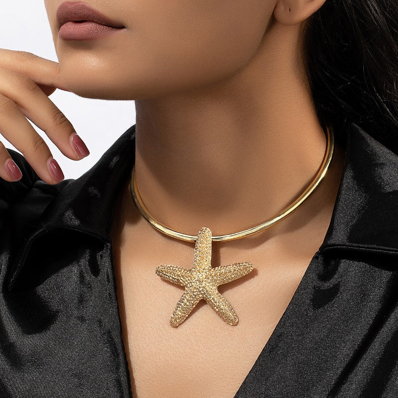 Wholesale Minimalist and Exaggerated Design of Starfish Zinc Alloy Necklaces